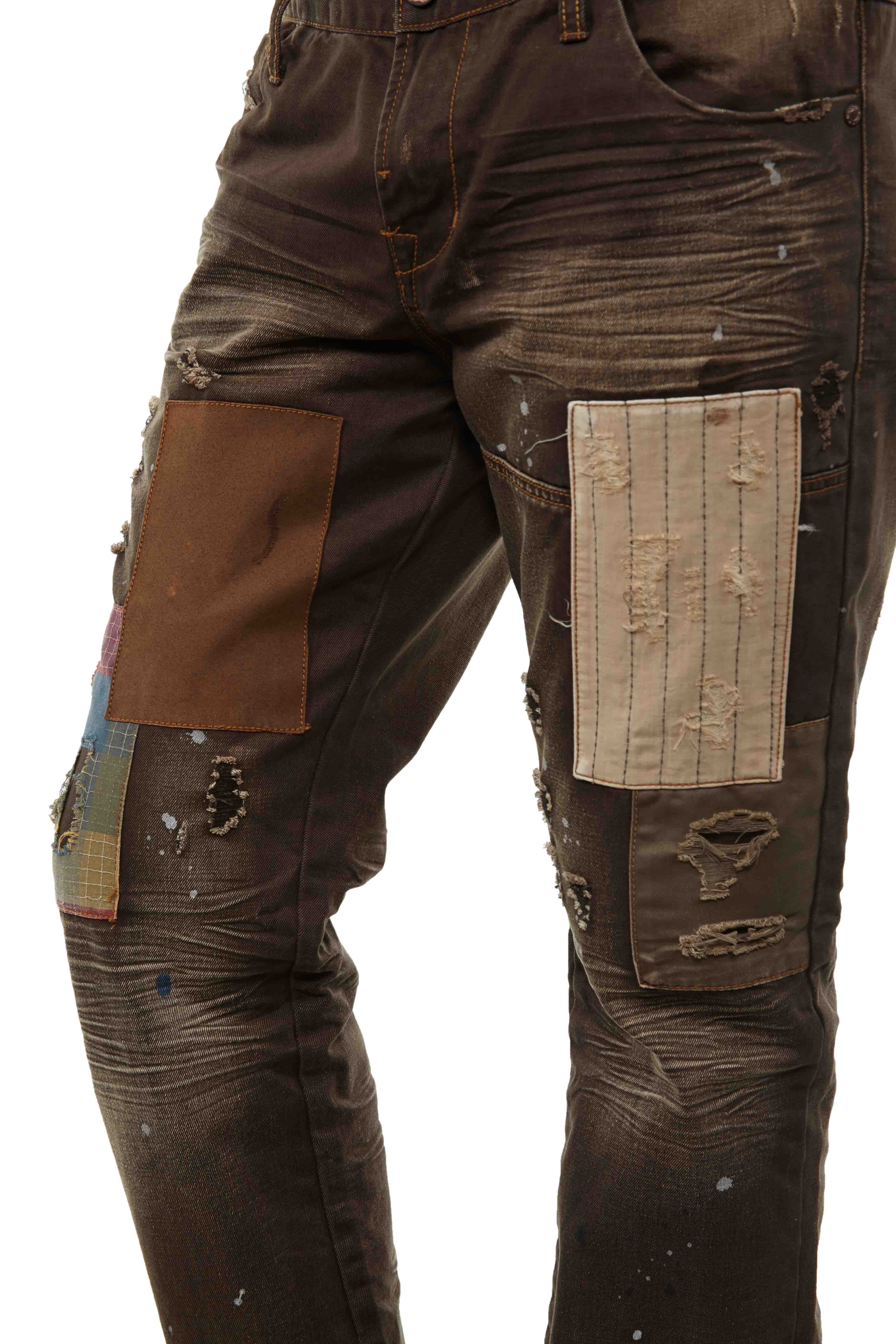Grind House Chocolate Patch Denim Pants Mens Style : Gh160405-32