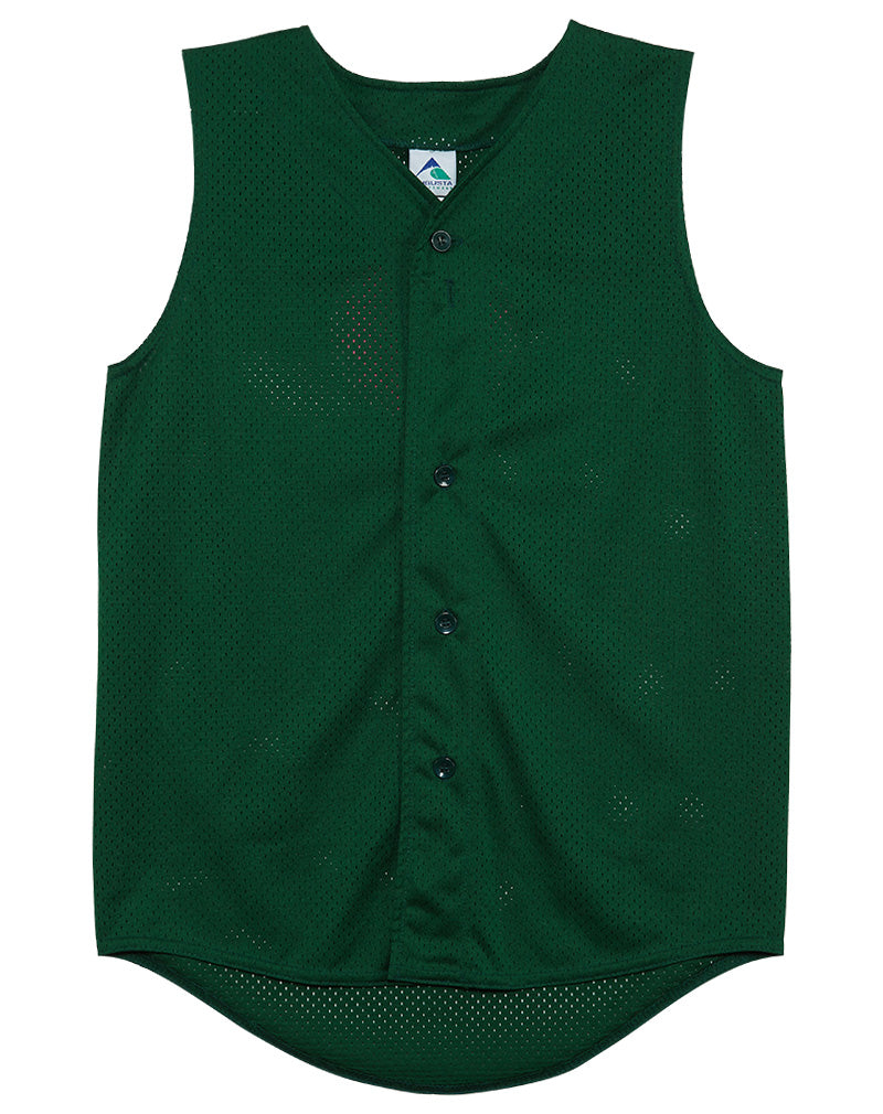 Augustia Sleeveless Full Button Meshed Baseball Jersey Big Kids Style : 433