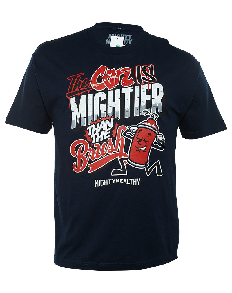 Mighty Healthy Short Sleeve Slogan Crewneck T-Shirt Mens Style : RN113647