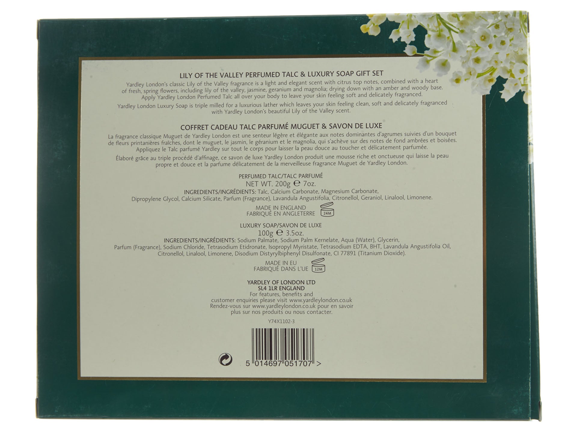 Yardley London Lilly Of The Valley 2-piece Gift Set (Talc And Luxury Soap)  Mens Style : Y74x1102