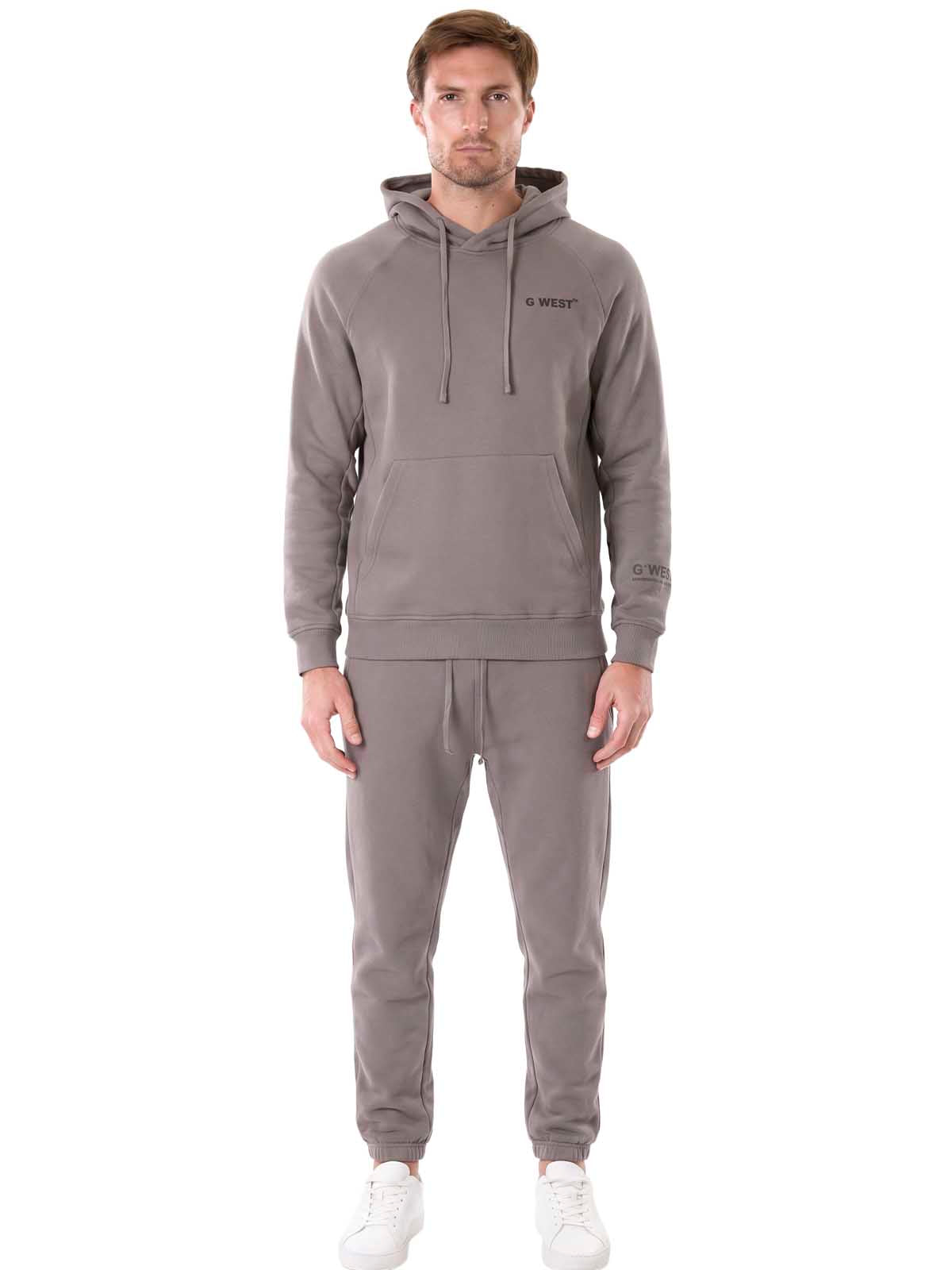 G WEST MENS FLEECE PULLOVER HOODIE - CHARCOAL GREY