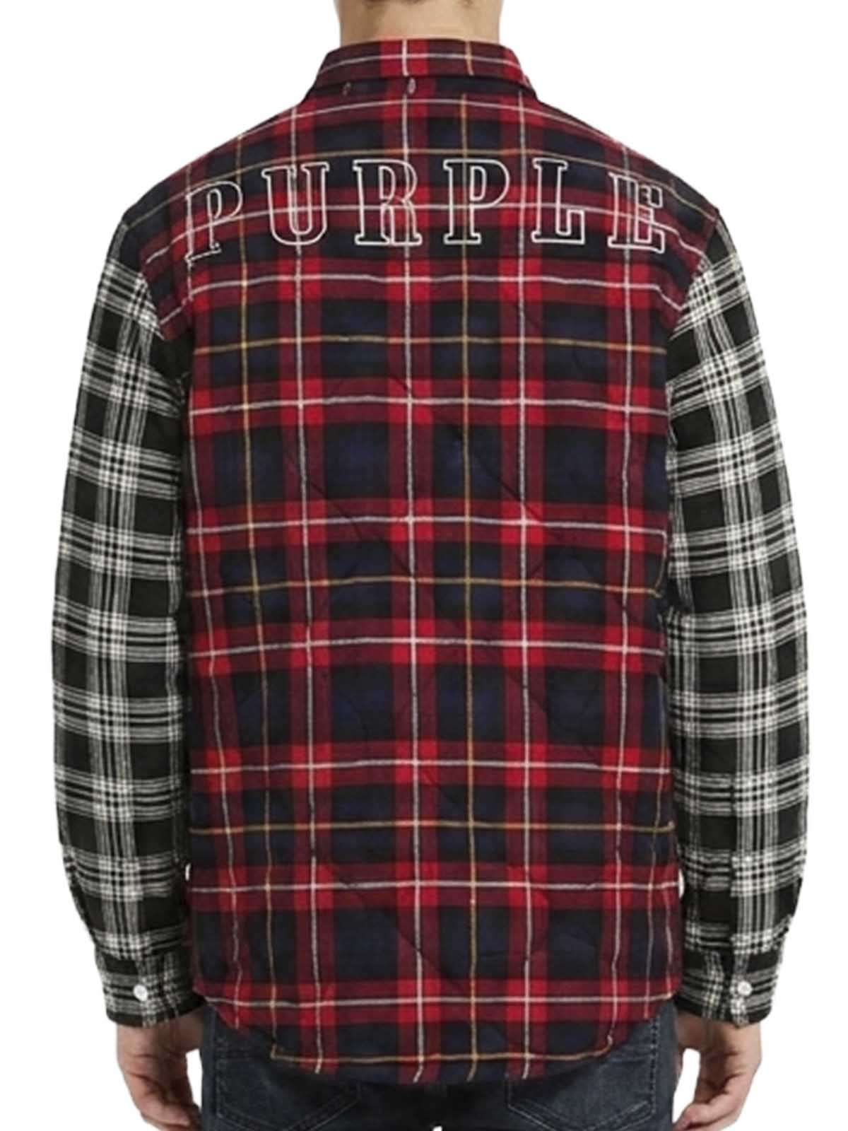Purple-brand Quilted Plaid Shirt Mens Style : P313-qpre122