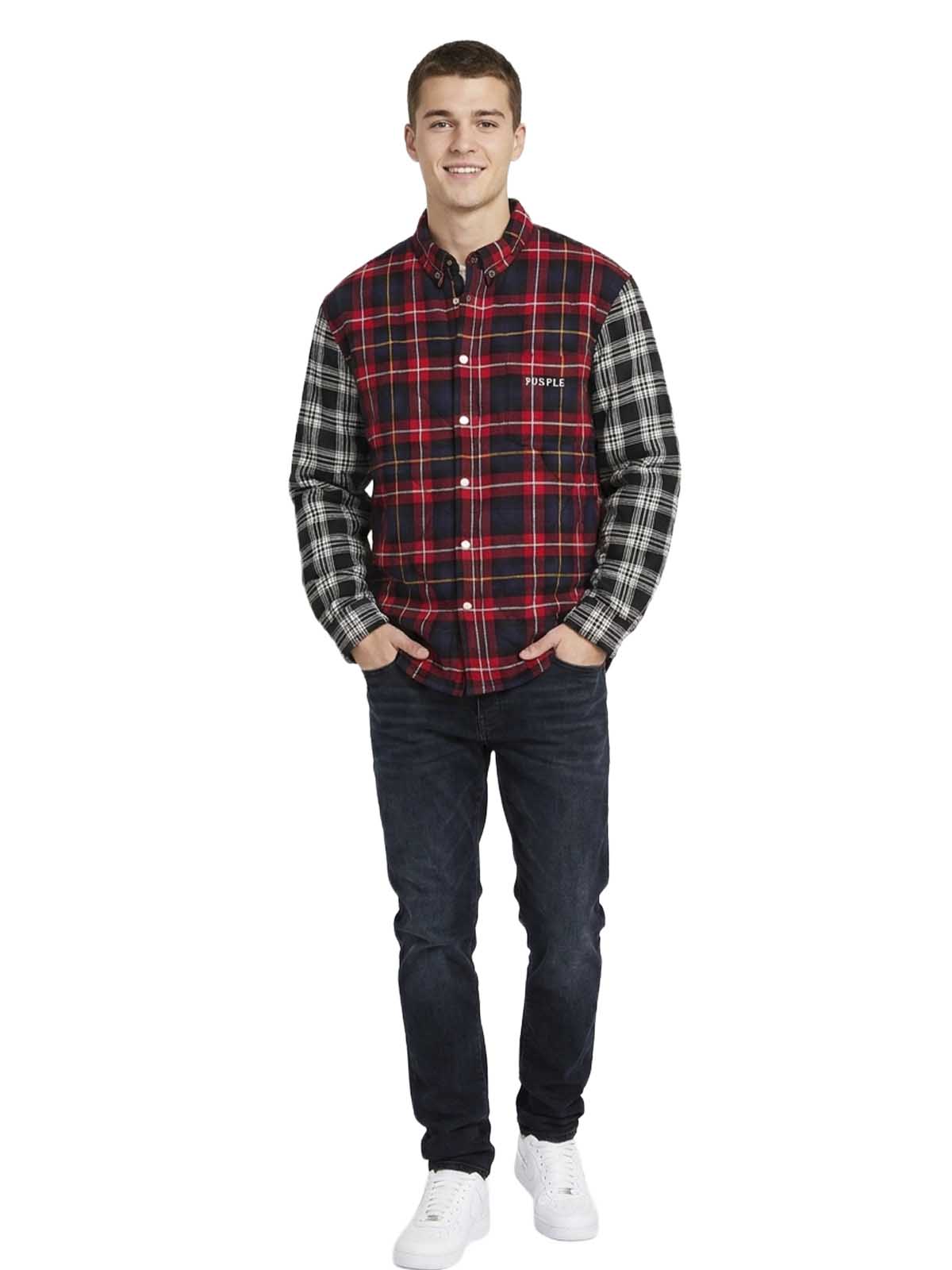 Purple-brand Quilted Plaid Shirt Mens Style : P313-qpre122