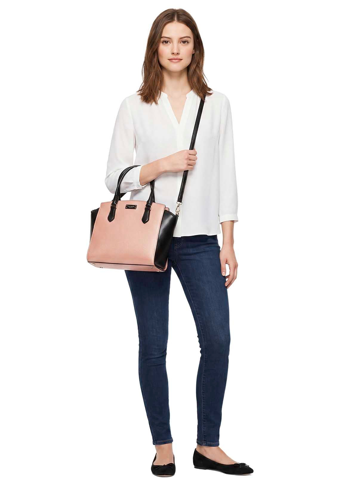 Kate Spade Jeanne Satchel Bag Medium Warm Vellum/Black