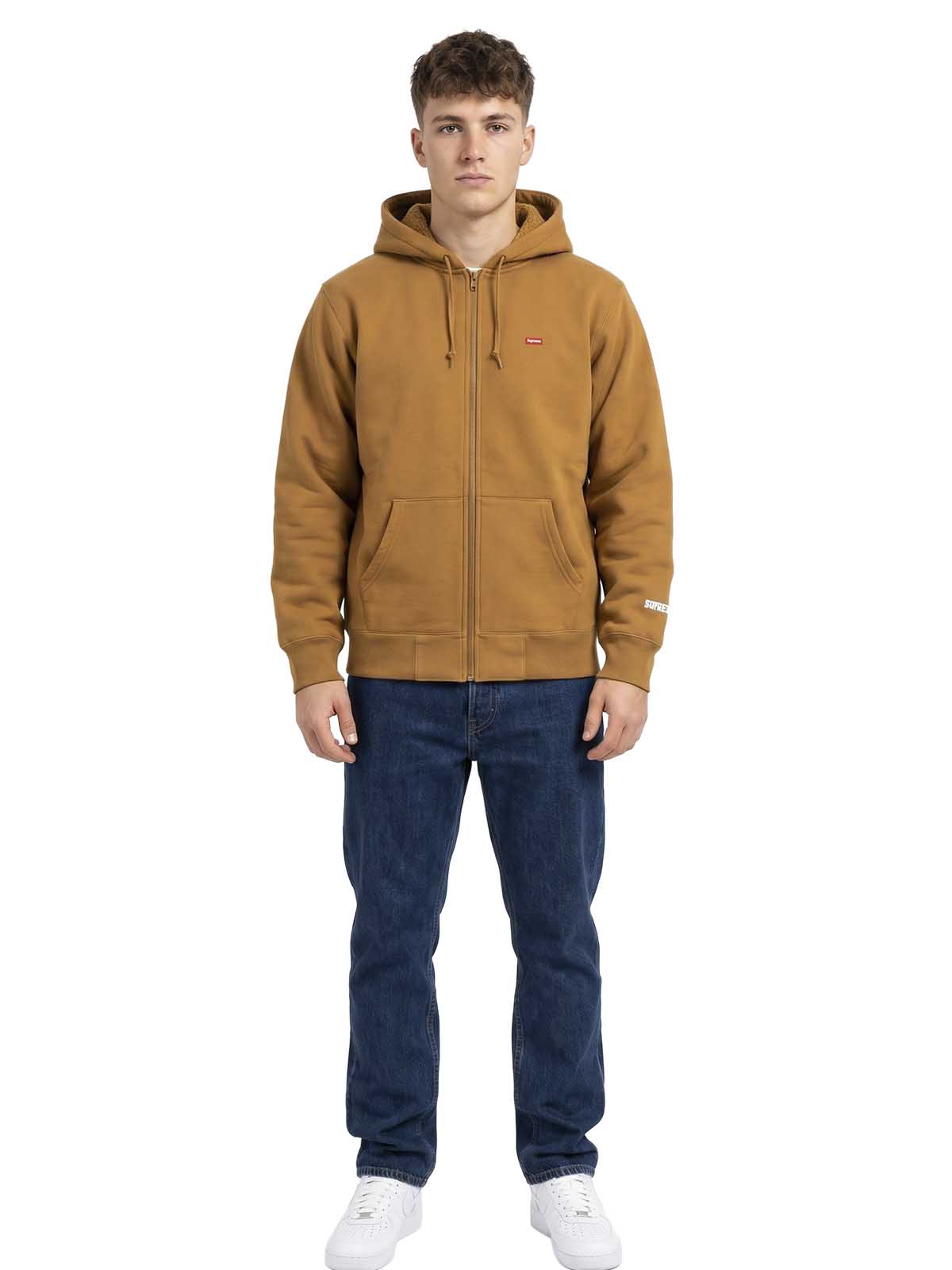 Supreme Small Box Drawcord Zip Up Hooded Sweatshirt Brown – NY