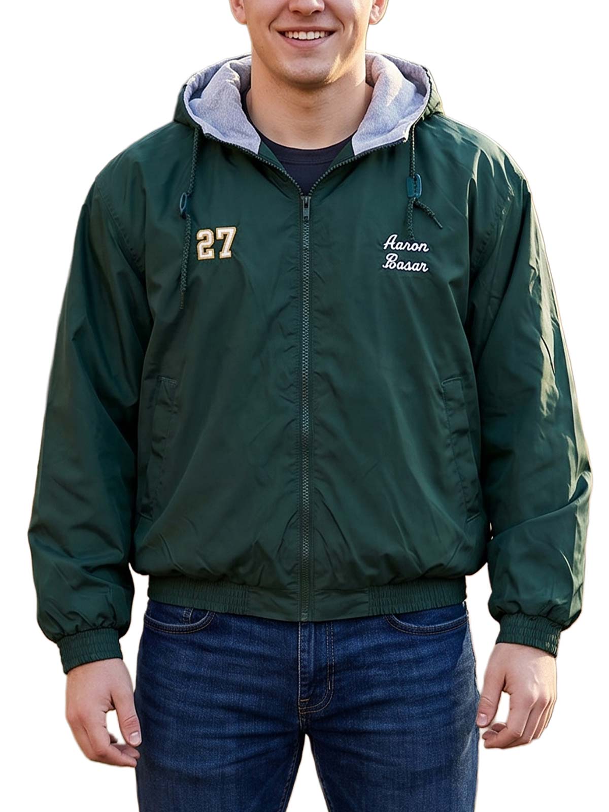 Augustia Longwood Football Elastic Cuffs Hooded Fleece Lined Jacket Mens Style : 3280