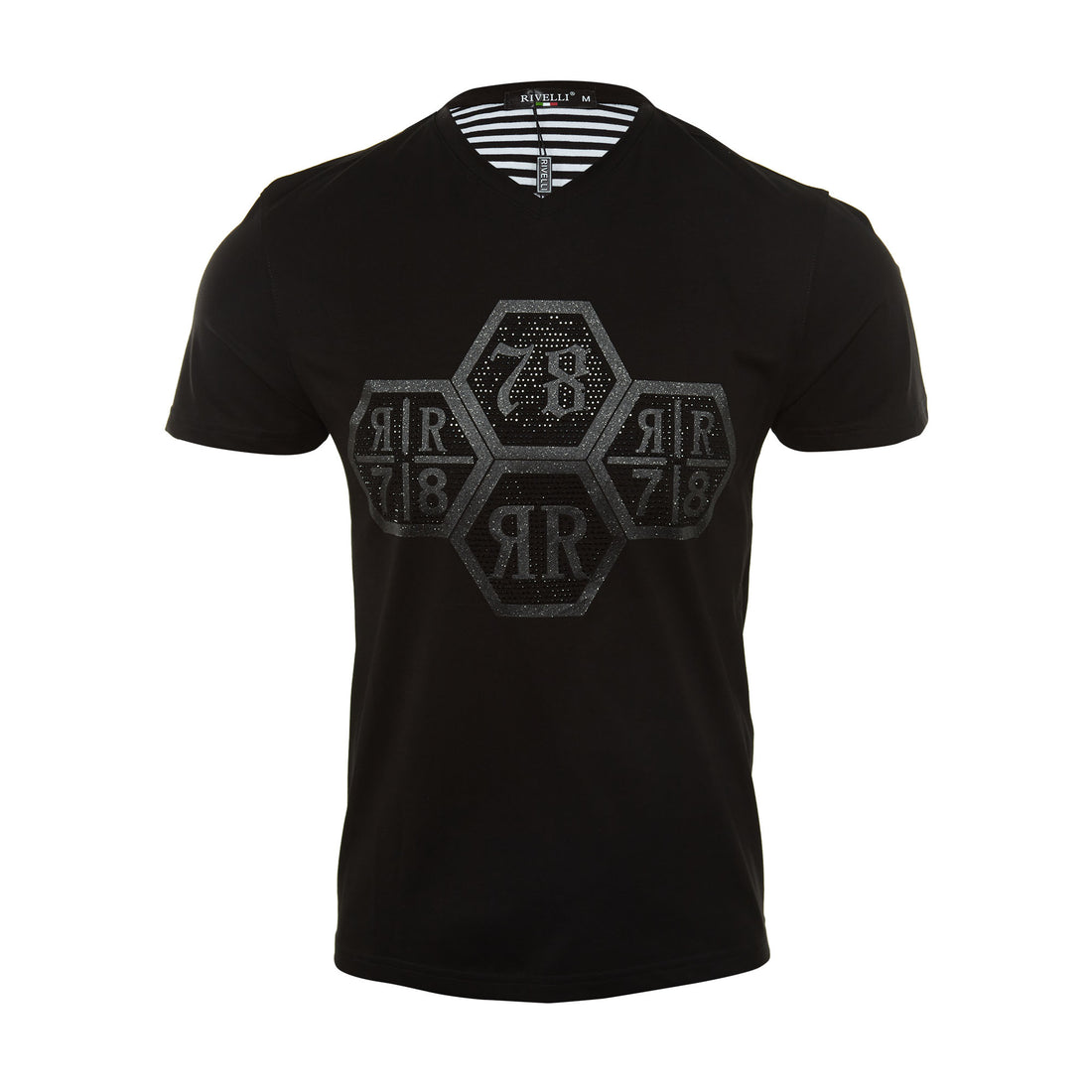 Rivelli S/s V-neck Hex Stones Tee Mens Style : R1807