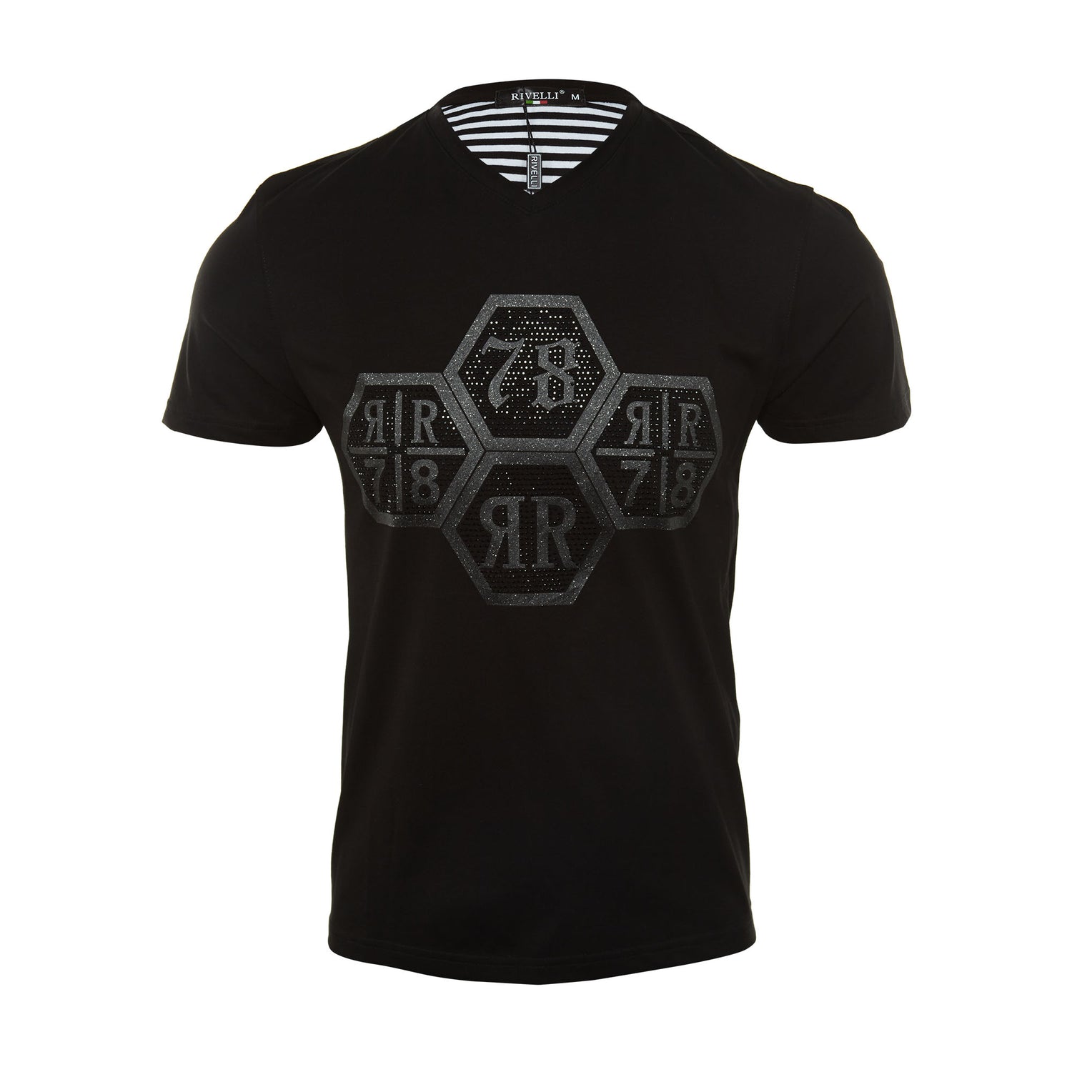 Rivelli S/s V-neck Hex Stones Tee Mens Style : R1807