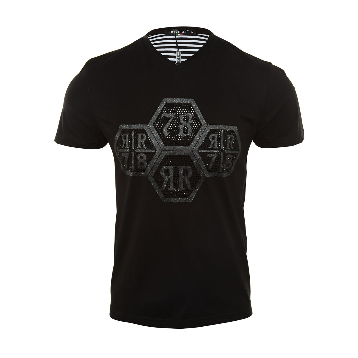 Rivelli S/s V-neck Hex Stones Tee Mens Style : R1807