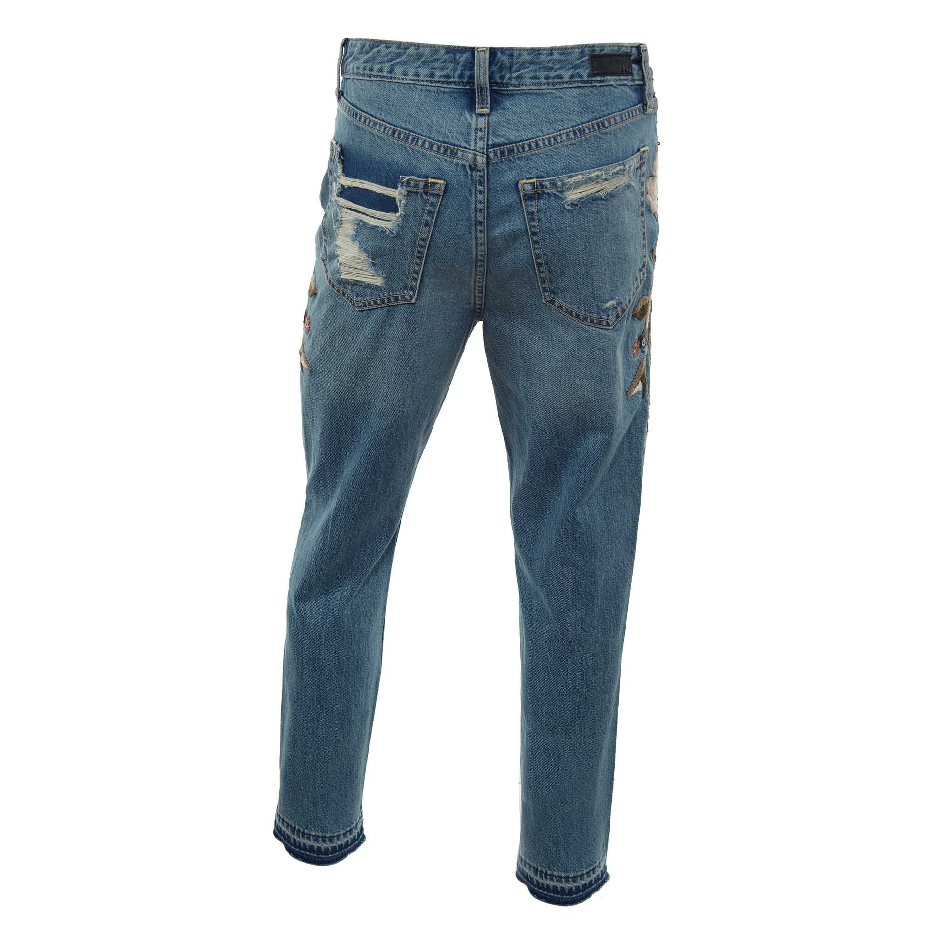 Abercrombie & Fitch High-rise Girlfriend Jeans With Floral Embroidery Womens Style : 155-555-1460