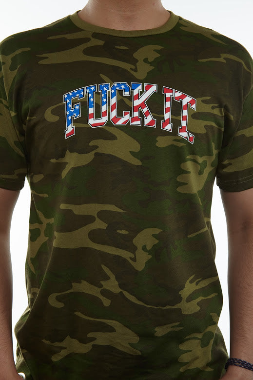 Huf Fuck It Camo Flag Tee Mens Style : Ts00622