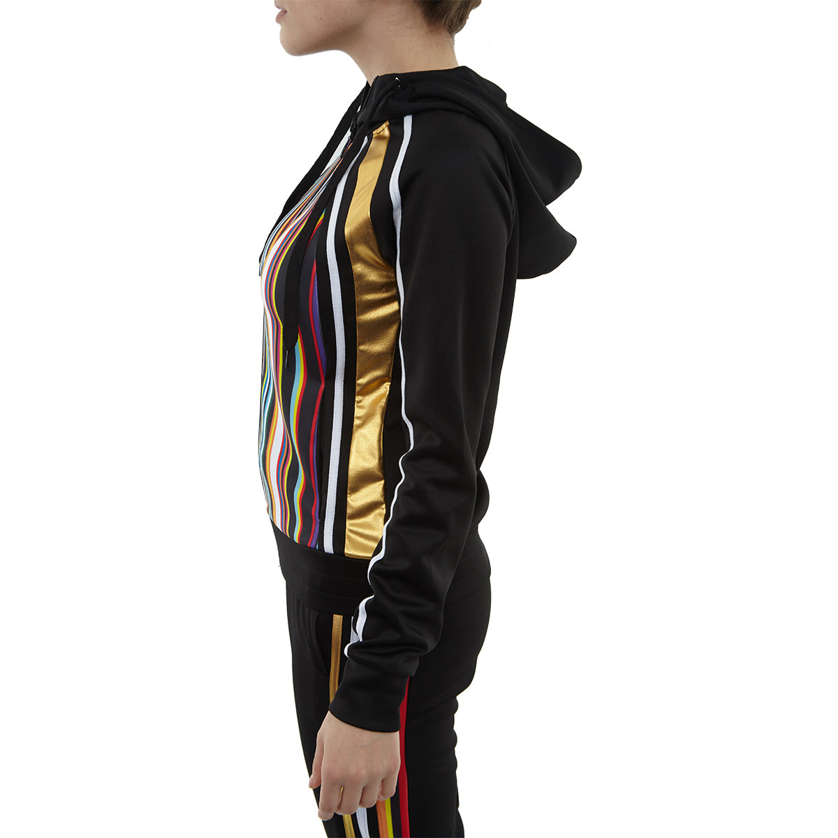 Red Fox Color Stripe Tricot Track Jacket Womens Style : St864-BK