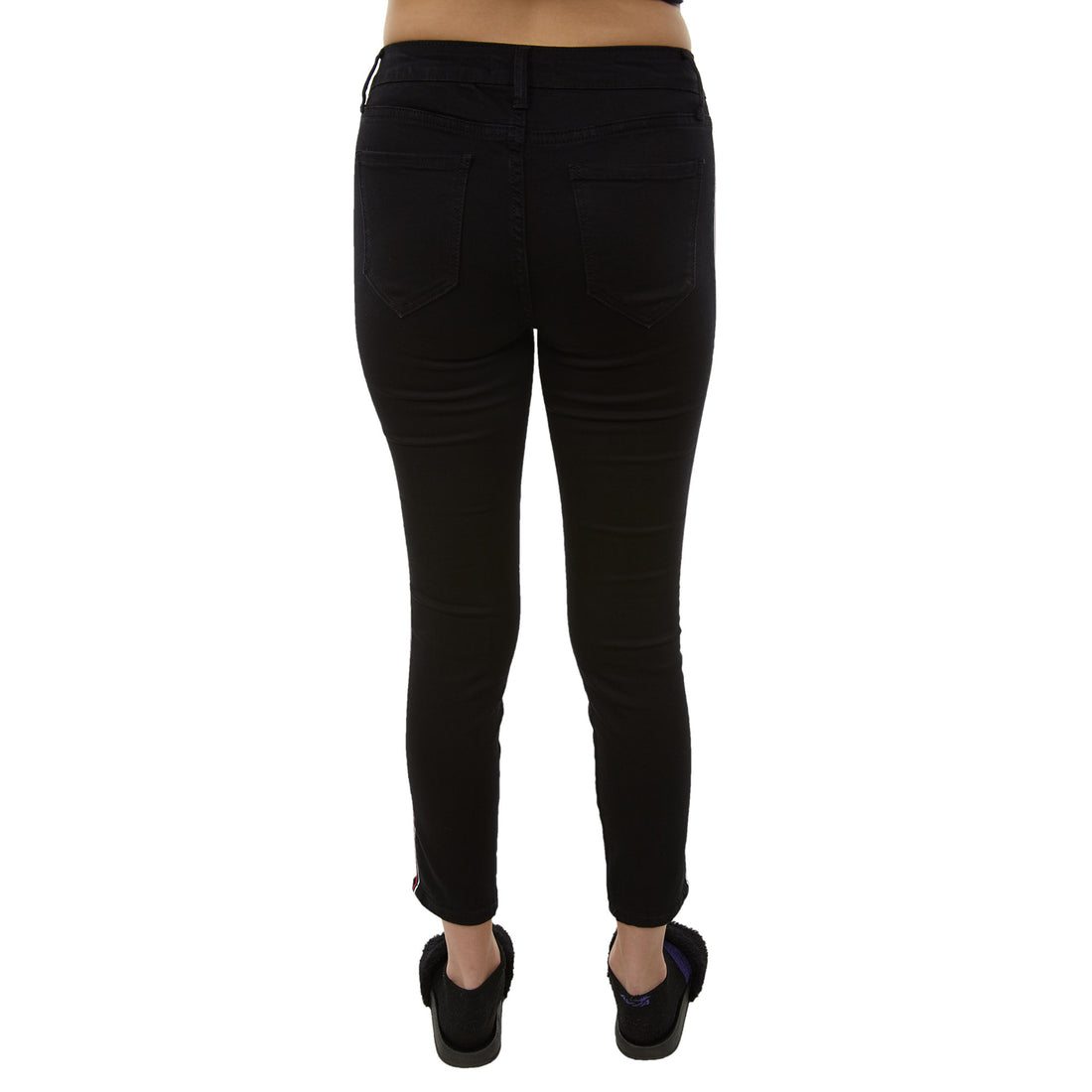 Cello Mid Rise Striped Stretchy Crop Skinny Jeans Womens Style : Ab76452bl