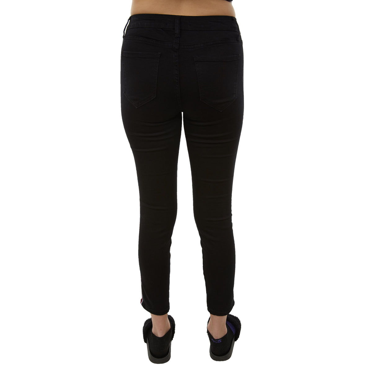 Cello Mid Rise Striped Stretchy Crop Skinny Jeans Womens Style : Ab76452bl