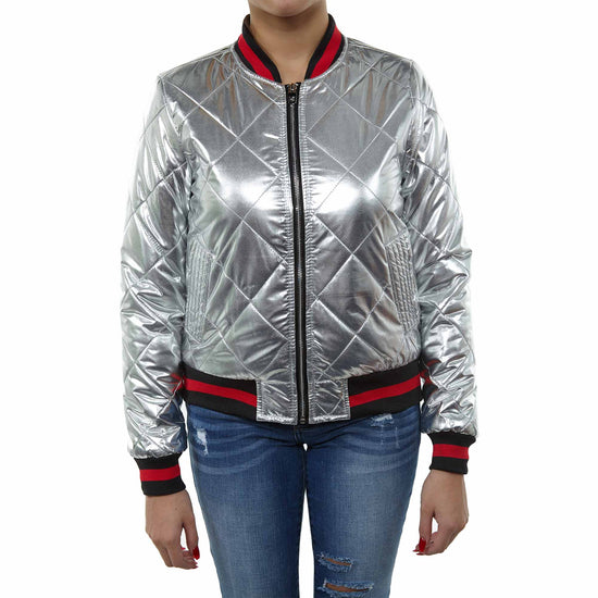 Maniere Metallic Bomber Jacket Womens Style : Mbj18