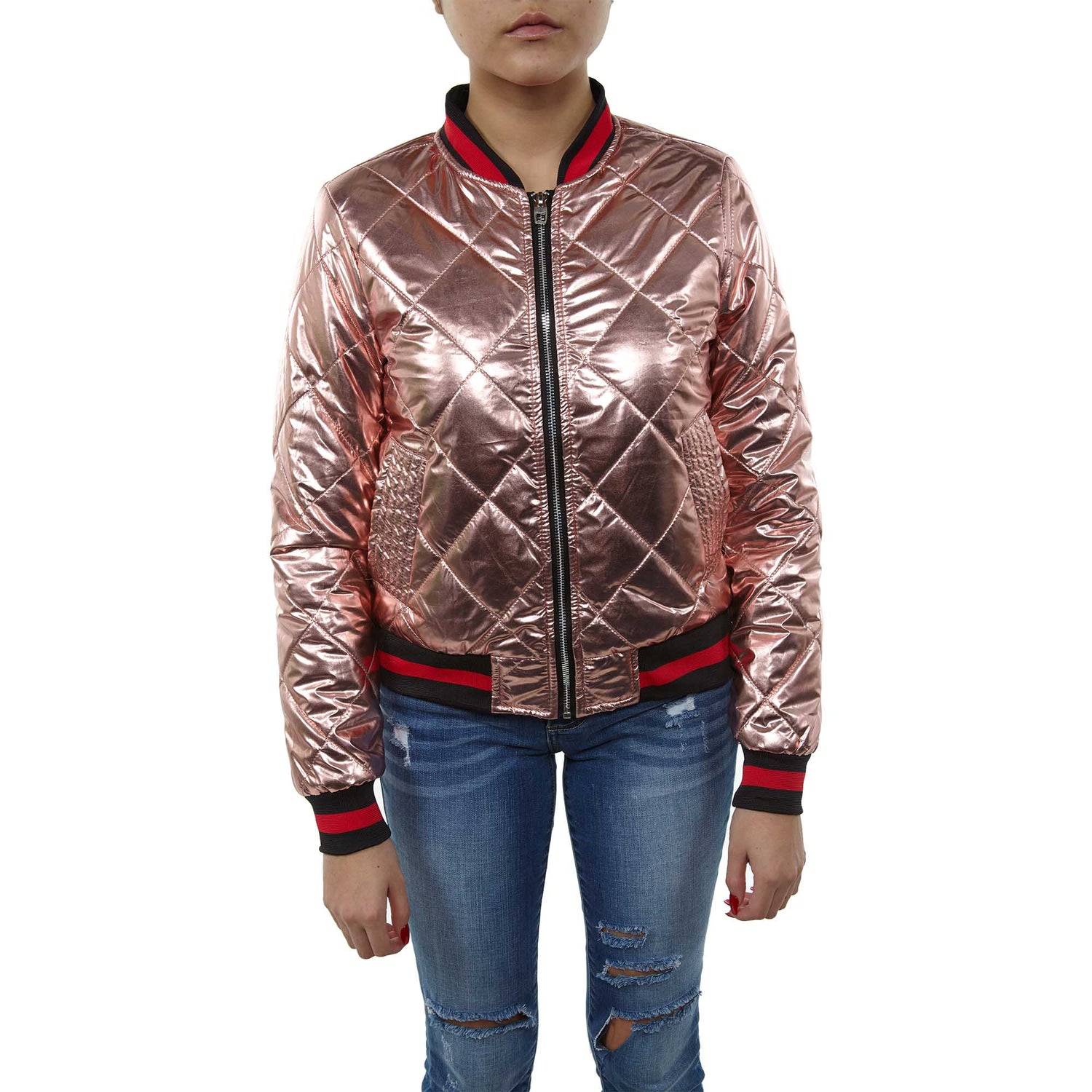Maniere Metallic Bomber Jacket Womens Style : Mbj18