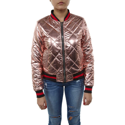 Maniere Metallic Bomber Jacket Womens Style : Mbj18