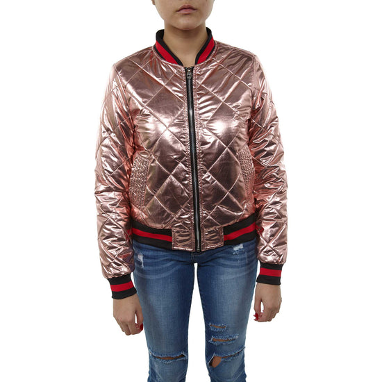 Maniere Metallic Bomber Jacket Womens Style : Mbj18