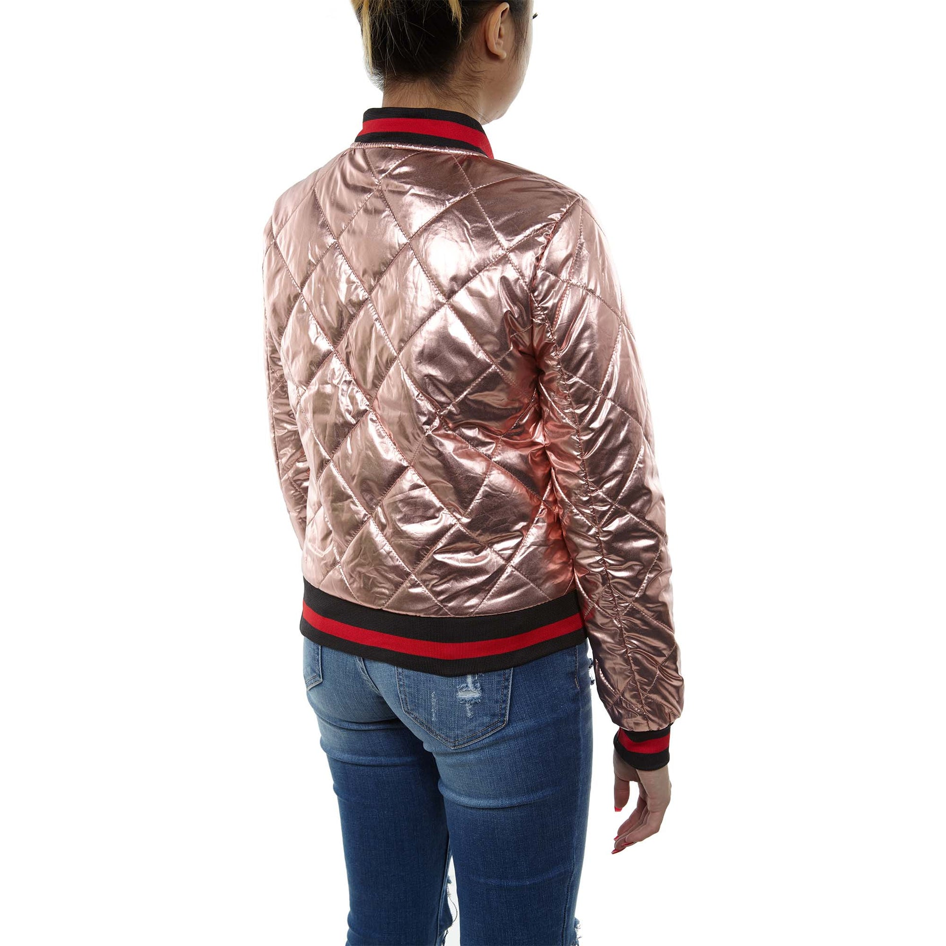 Maniere Metallic Bomber Jacket Womens Style : Mbj18