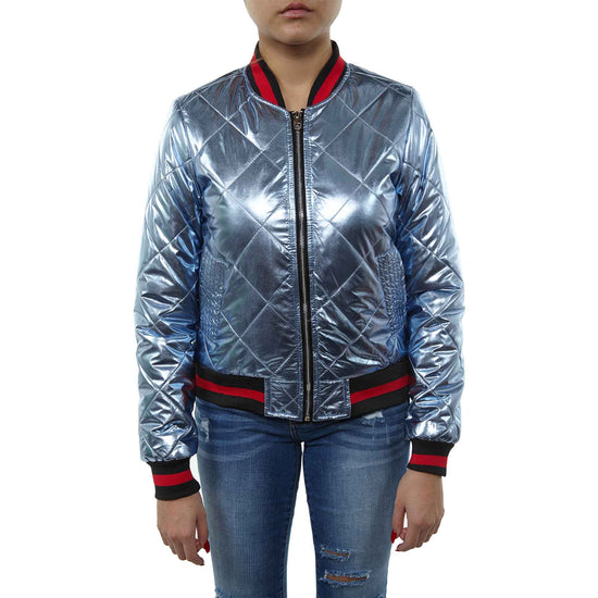 Maniere Metallic Bomber Jacket Womens Style : Mbj18