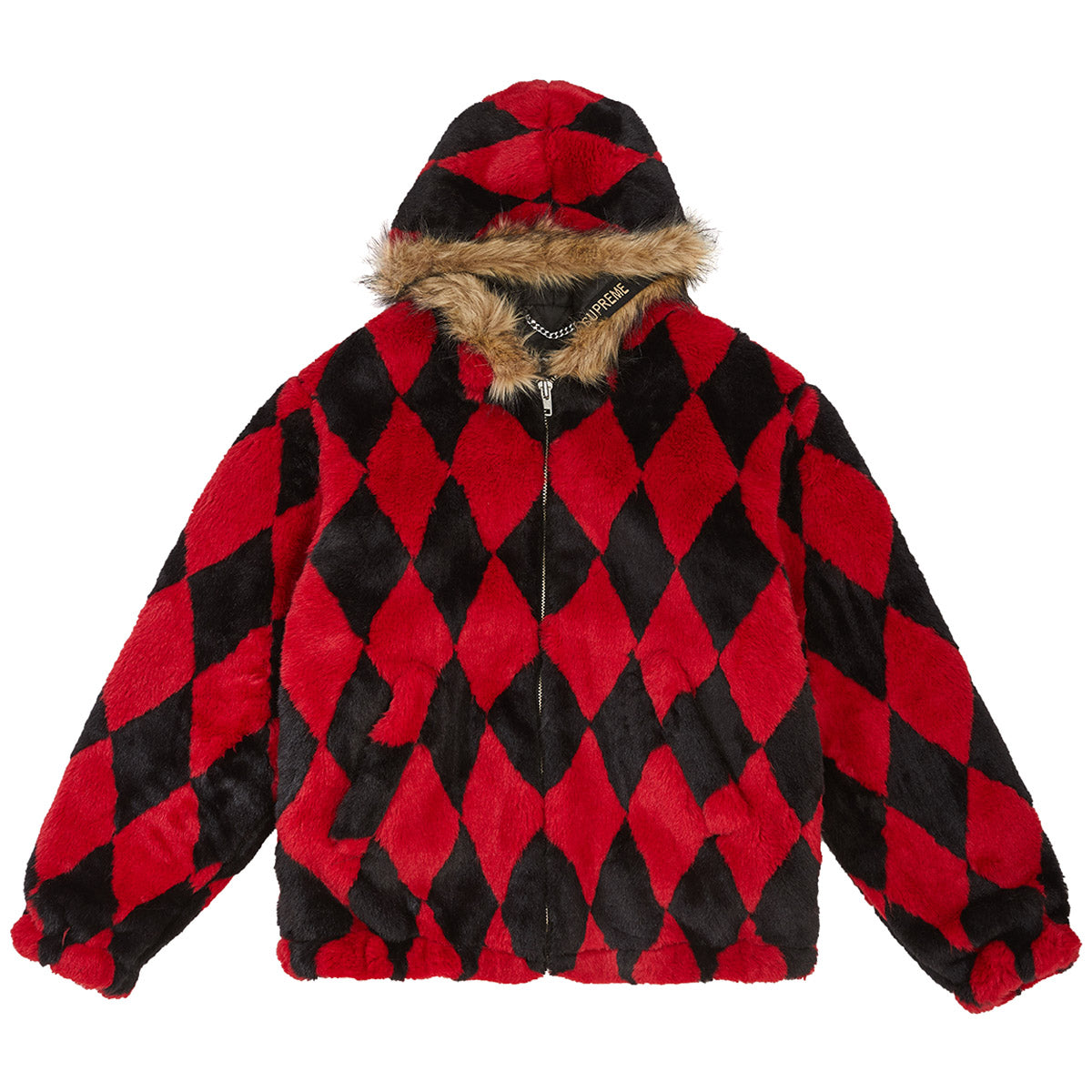Supreme Diamond Faux Fur Jacket Mens Style : Fw18j73-RED