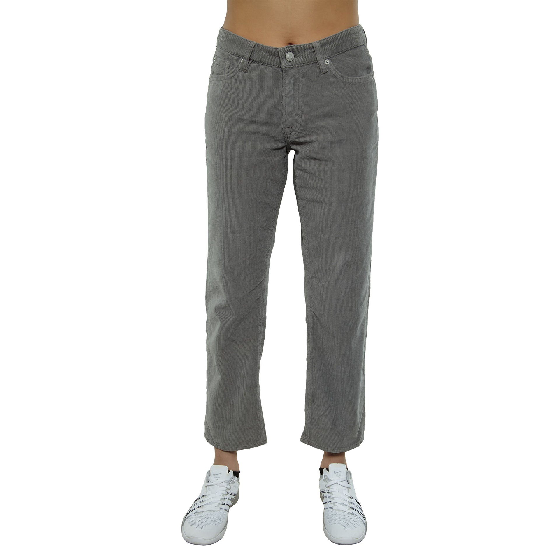 The Cords & Co 5-pocket Mid Waist Loose Fit Cropped Womens Style : Mom 17302308-208