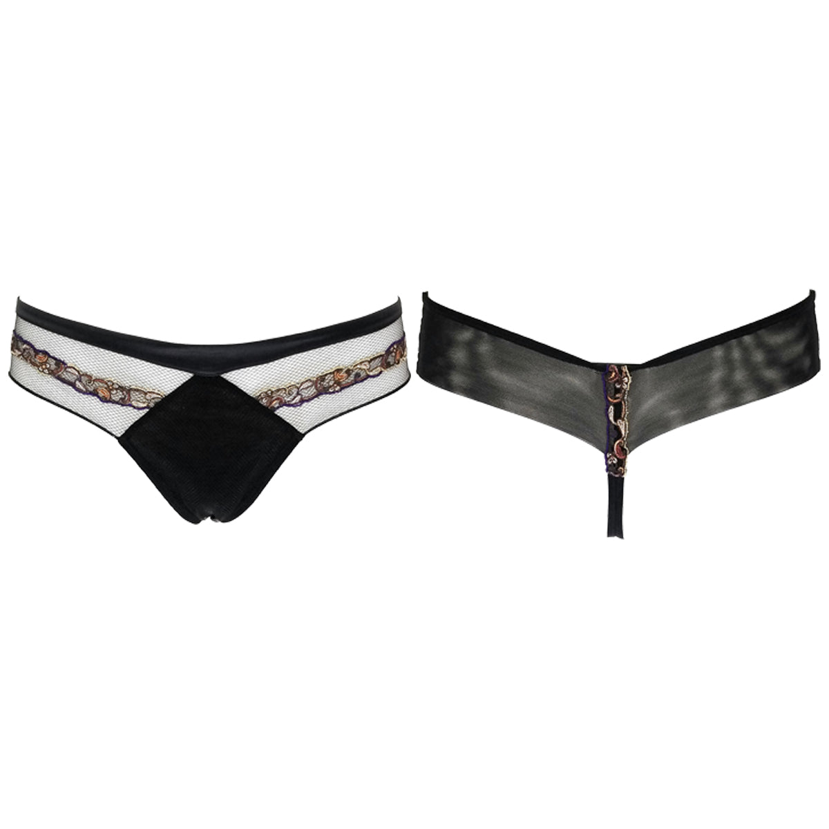 La Perla Paisley Black Sheer Low Rise Thong Womens Style : 0017455-0202