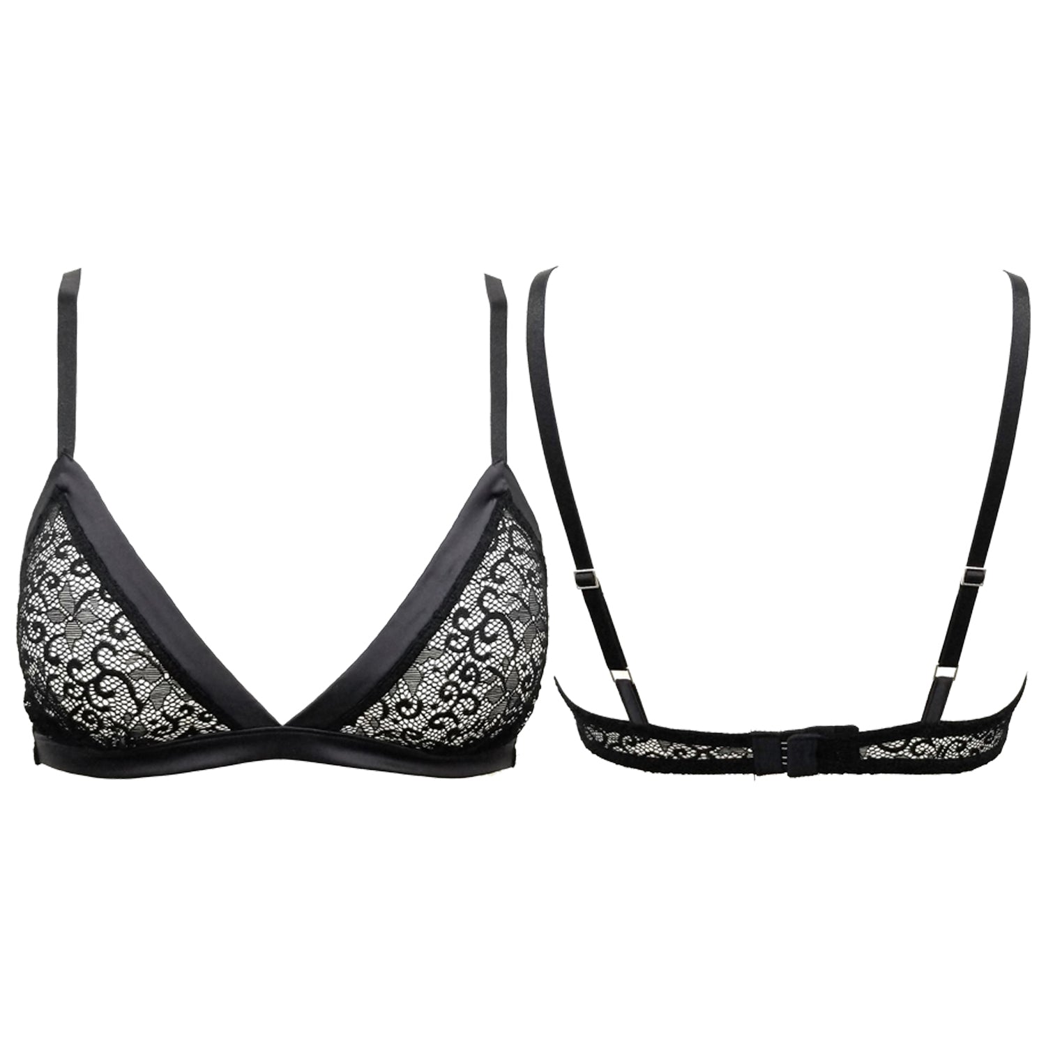 La Perla Sophia Silk Trim Triangle Black Bralette Womens Style : 906010 - 0002
