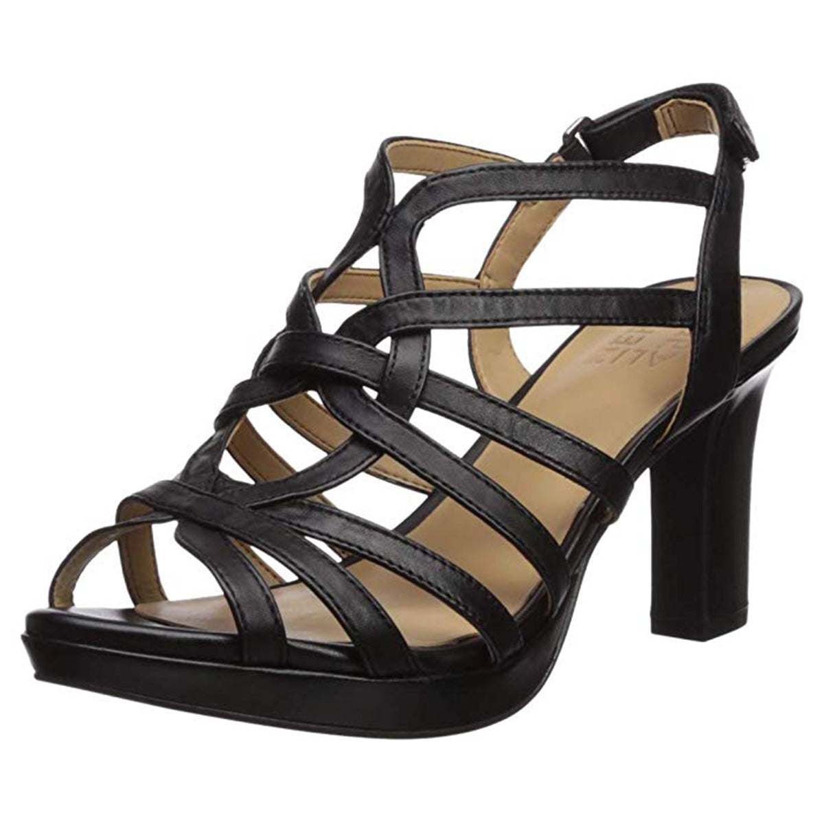 Naturalizer Flora Leather Open Toe Casual Strappy Sandals Womens Style : F8382l1001-BLK