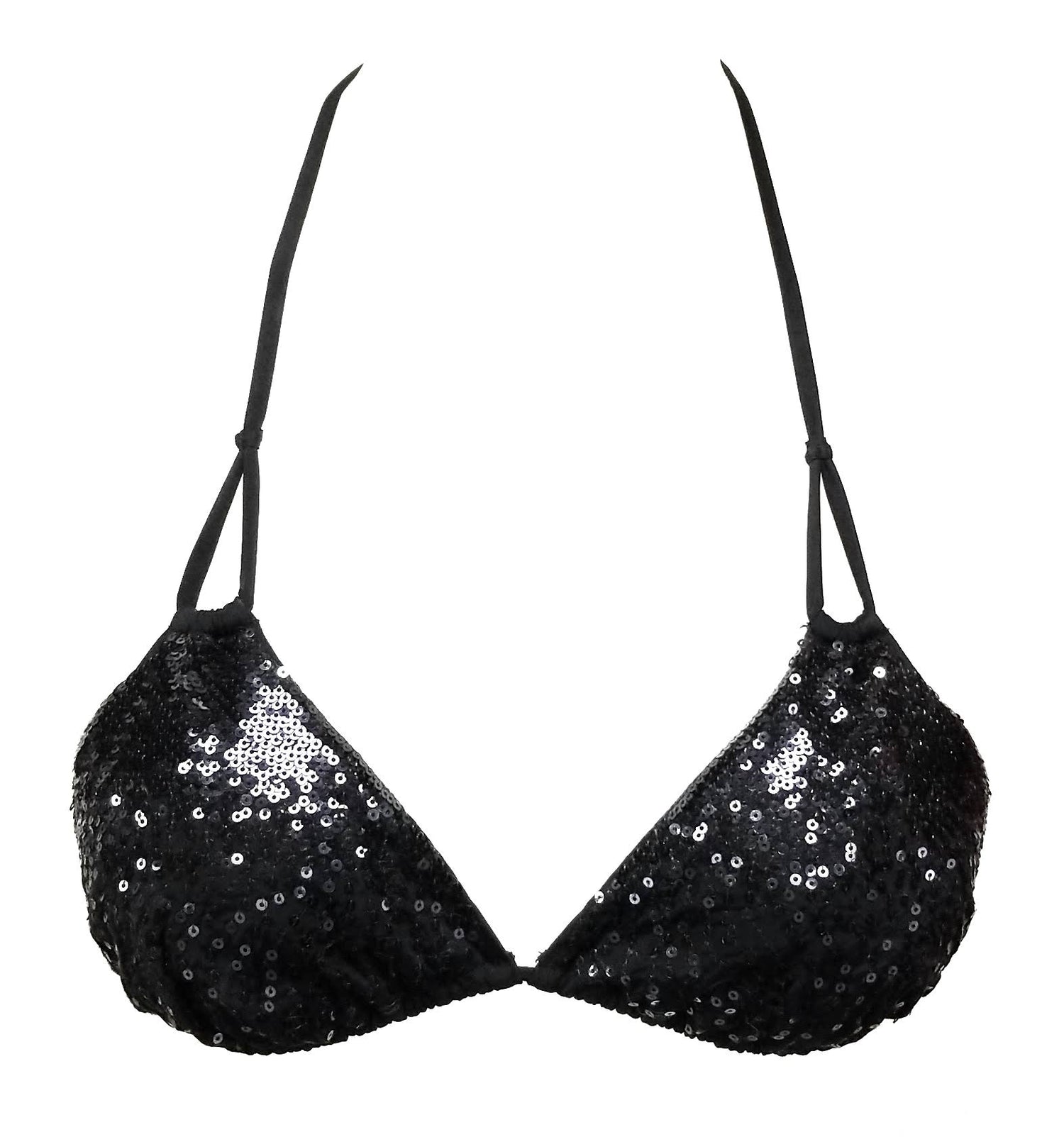 La Perla Triangle Sequinced Black Bikini Top Womens Style : 801225