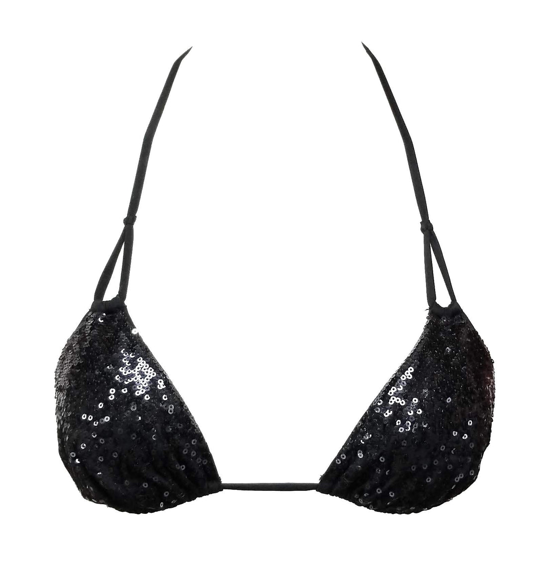 La Perla Triangle Sequinced Black Bikini Top Womens Style : 801225