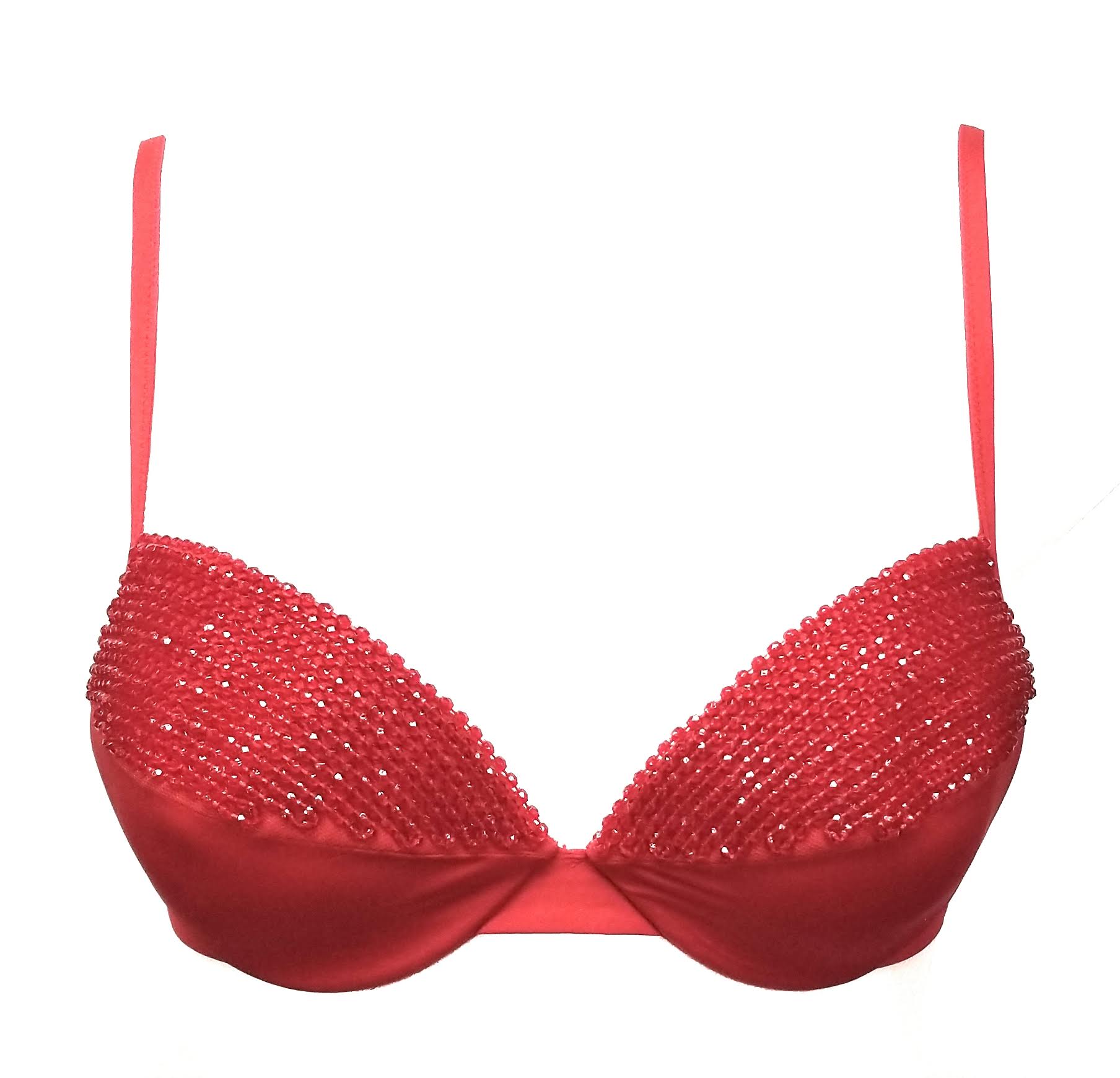 La Perla Glimmering Beaded Red Bikini Top Womens Style : 801102 - 0090 