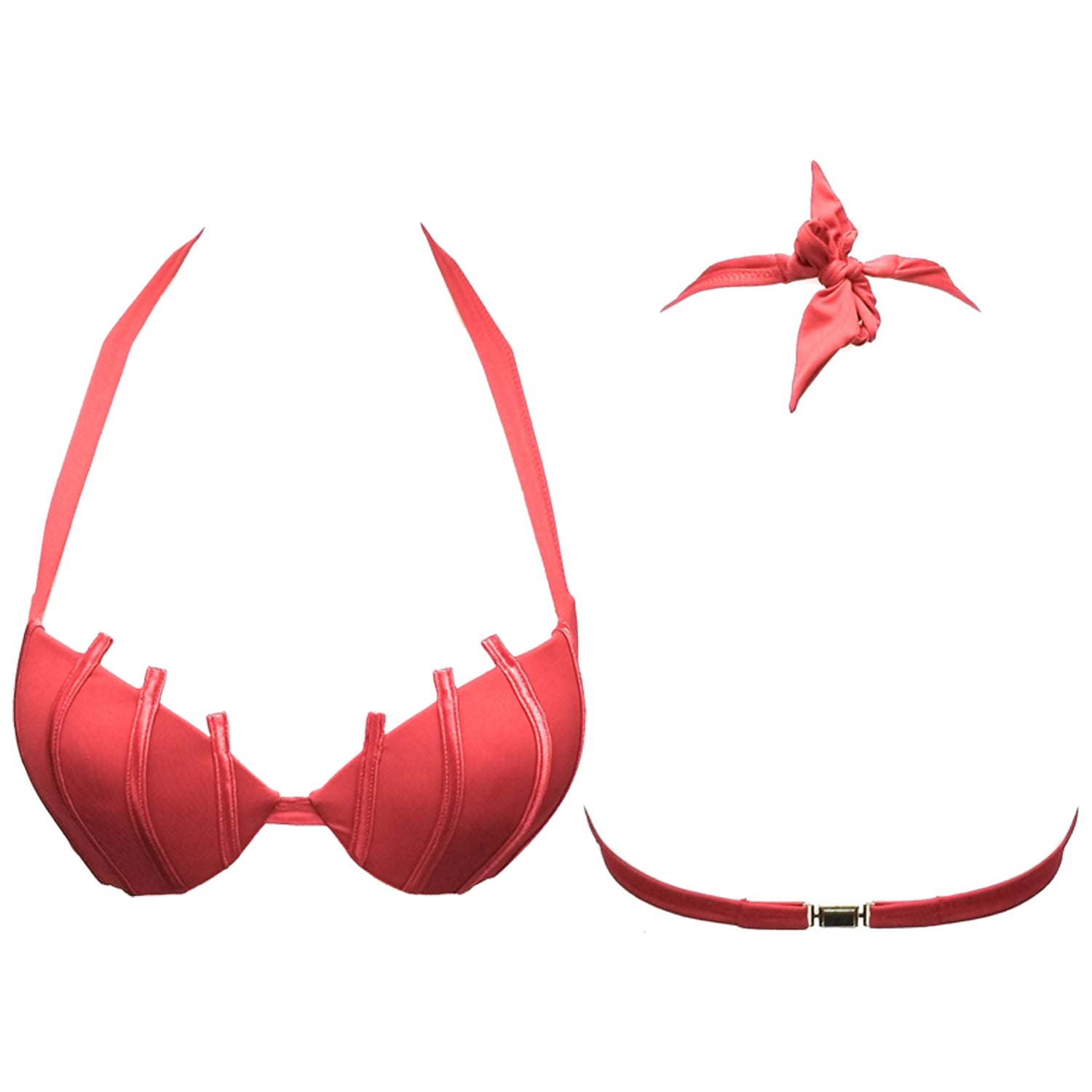 La Perla Graphique Couture Red Push Up Halter Bikini Top Womens Style : 801087