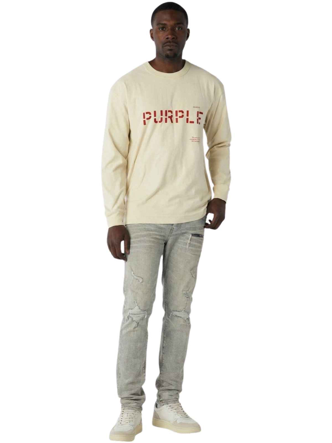 Purple-brand Jersey Stencil Logo L/s Tee Mens Style : P204-jcsl222