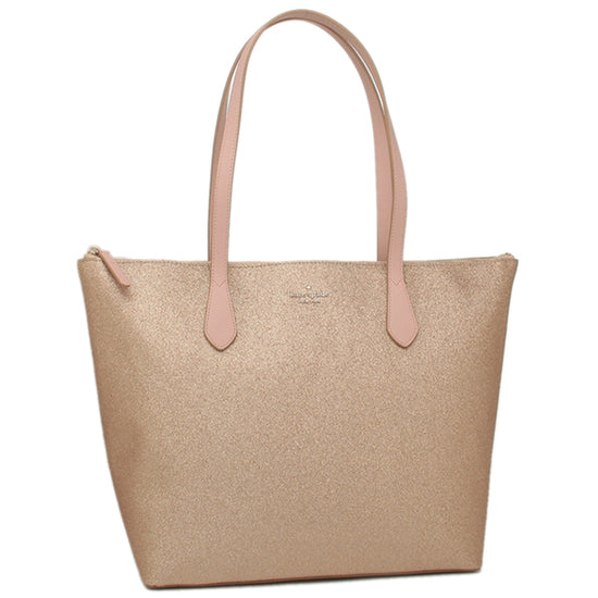 Kate Spade Joeley Glitter Tote Bag Large Rose Gold