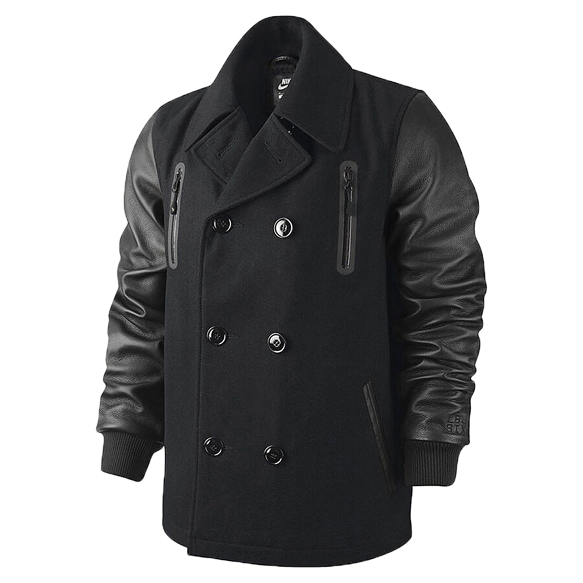 Nike Lebron Peacoat Leather Wool Jacket Mens Style : 507702
