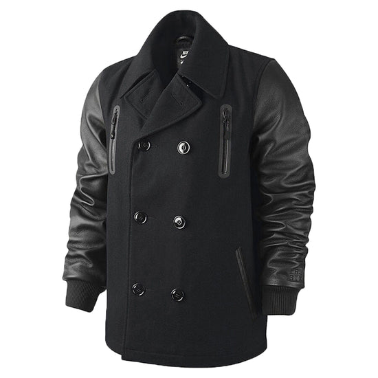 Nike Lebron Peacoat Leather Wool Jacket Mens Style : 507702