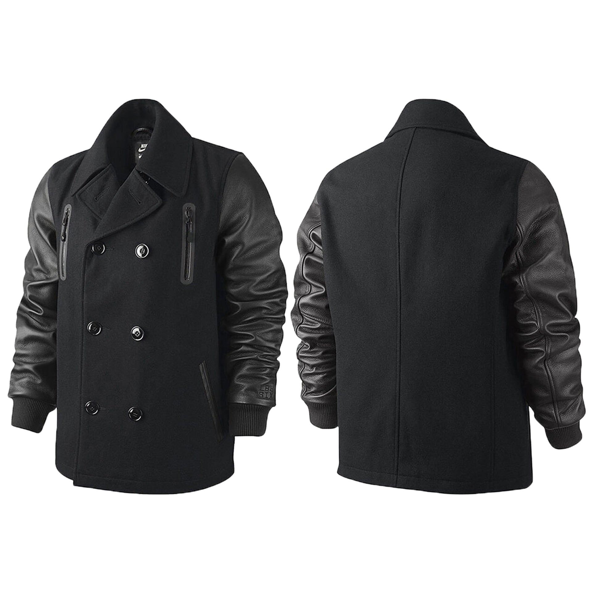 Nike Lebron Peacoat Leather Wool Jacket Mens Style : 507702
