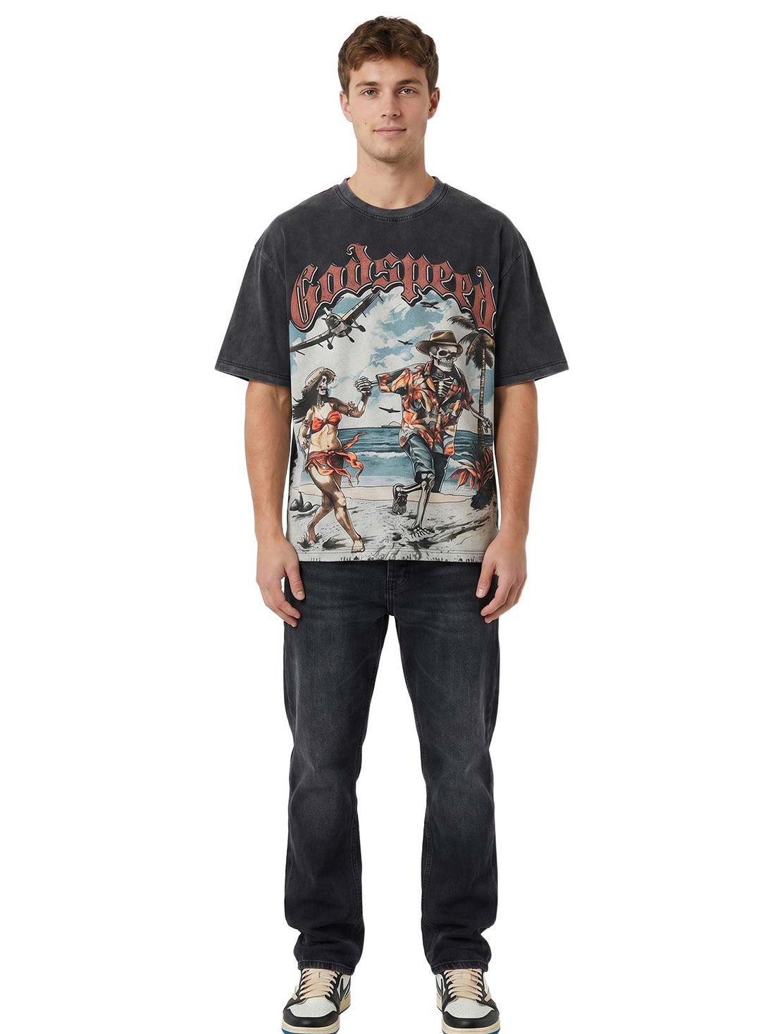 God Speed Chasing Aloha Bone Tee Mens Style : Gs-cabt