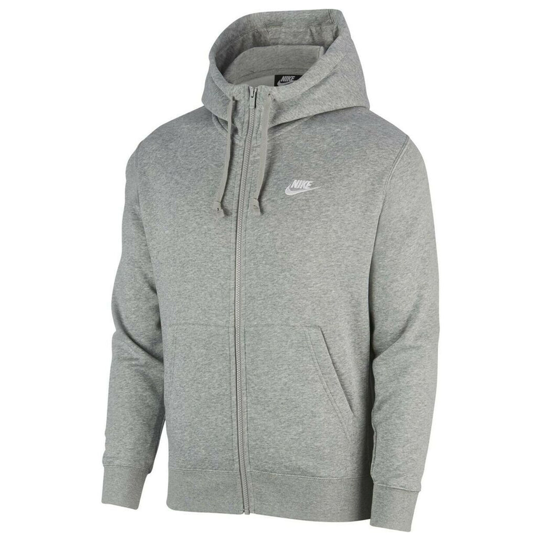 Nike Sportswear Club Fleece Full-Zip Hoodie Dark Grey Heather/Matte Silver/White