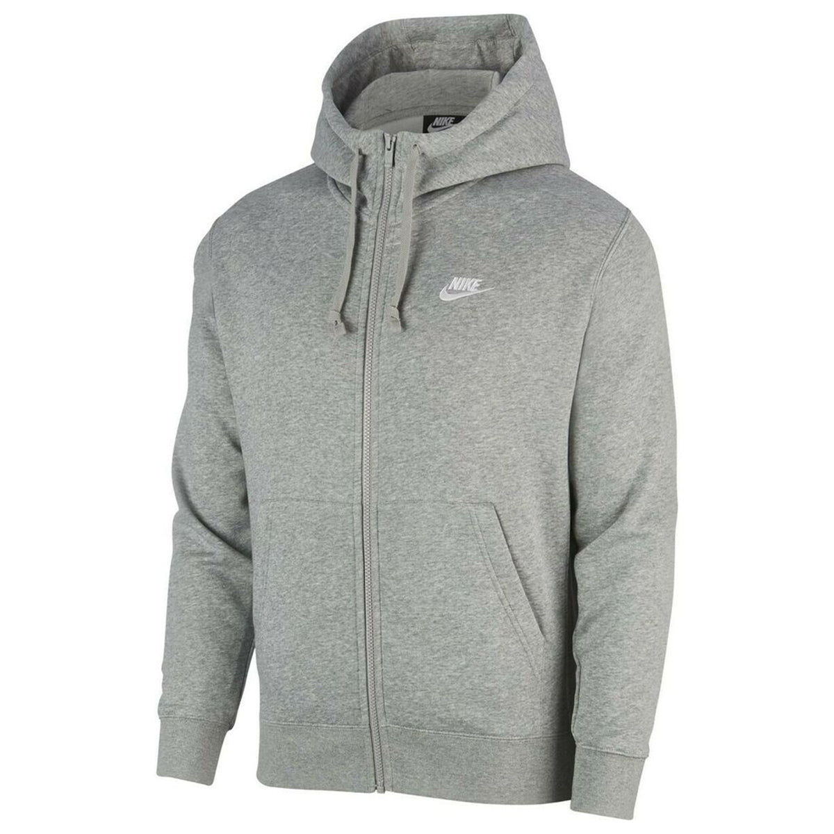 Nike Sportswear Club Fleece Full-Zip Hoodie Dark Grey Heather/Matte Silver/White