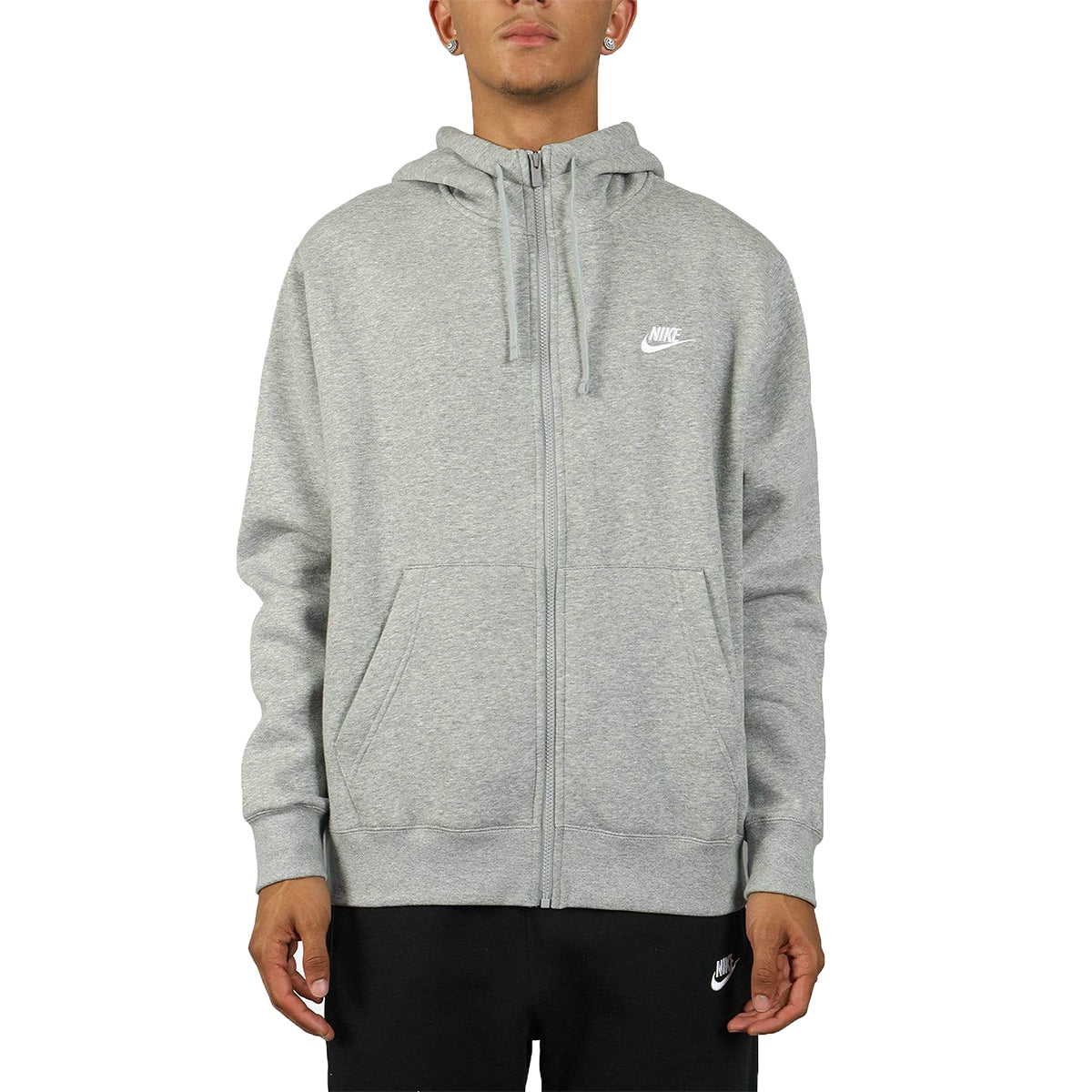 Nike Sportswear Club Fleece Full-Zip Hoodie Dark Grey Heather/Matte Silver/White