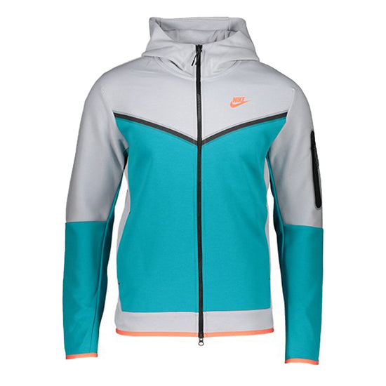 Nike Tech Fleece Full-Zip Hoodie Grey/Light Blue/Orange/Black