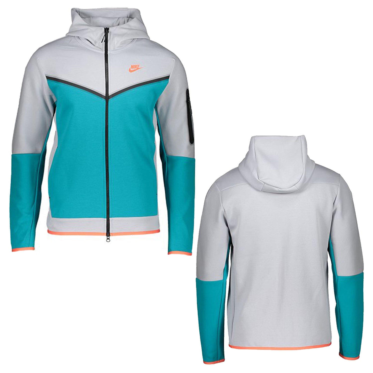 Nike Tech Fleece Full-Zip Hoodie Grey/Light Blue/Orange/Black