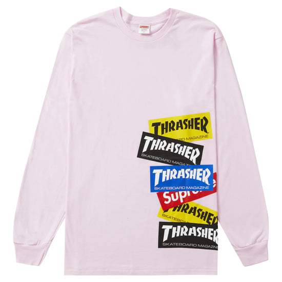 Supreme Thrasher Multi Logo L/S Tee Light Pink