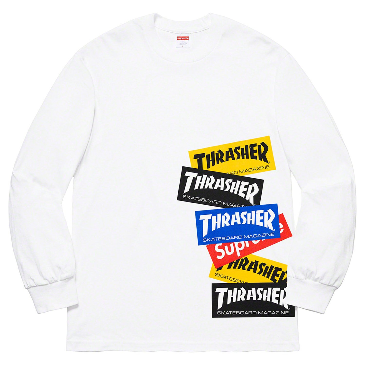 Supreme Thrasher Multi Logo L/S Tee White