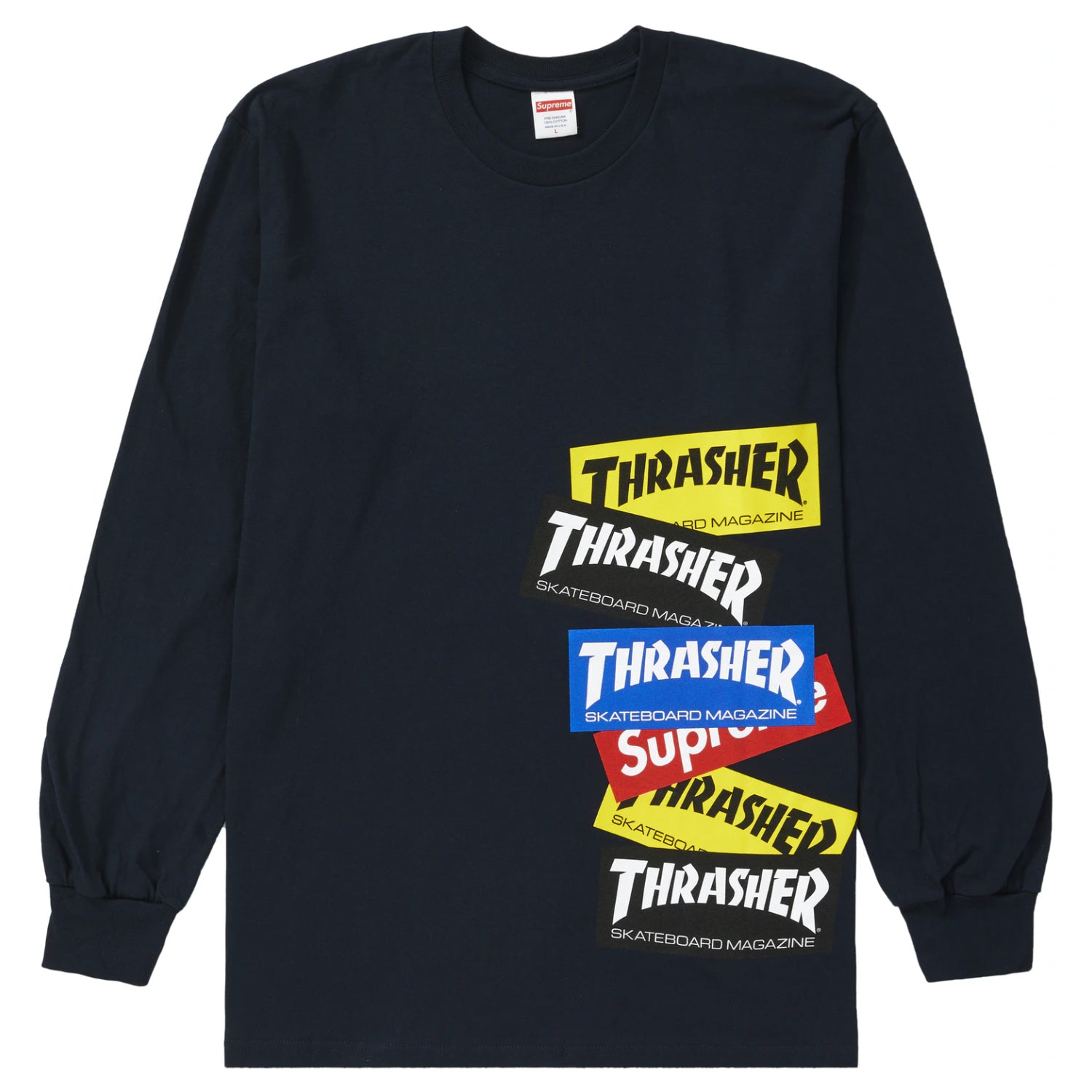 Supreme Thrasher Multi Logo L/S Tee Navy