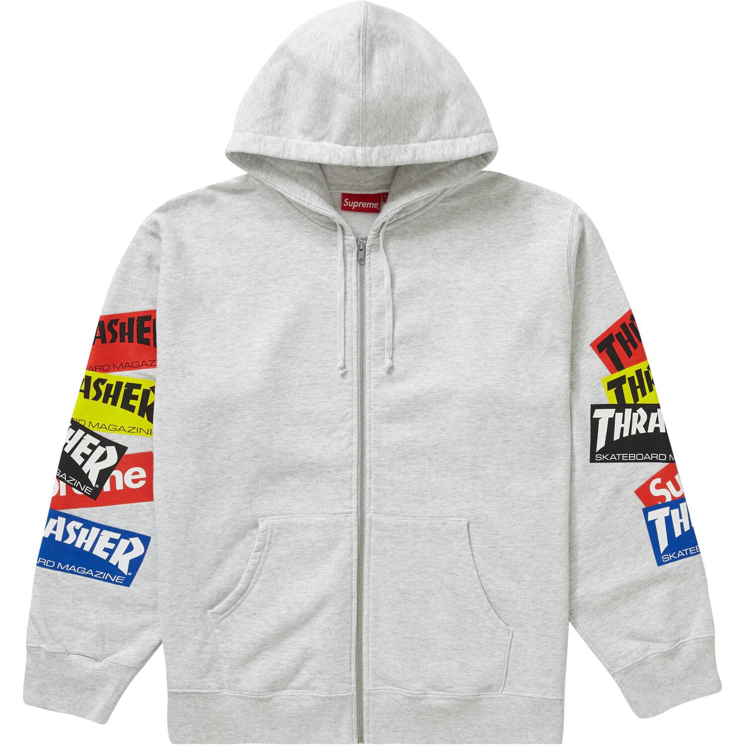 Supreme Thrasher Multi Logo Zip Up Hooded Sweatshirt Ash Grey