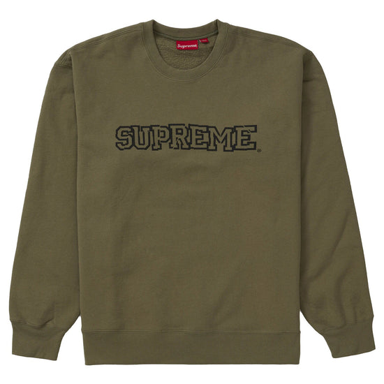 Supreme Shattered Logo Crewneck Light Olive