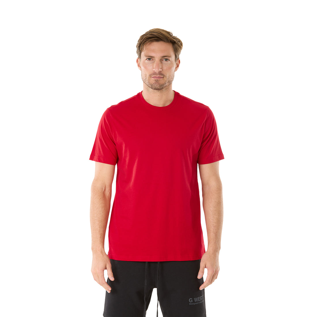 G WEST MENS SOLID CREW NECK TEE - RED